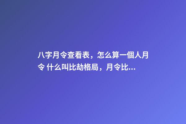 八字月令查看表，怎么算一個人月令 什么叫比劫格局，月令比劫定格局，八字得月令表-第1張-觀點-玄機派
